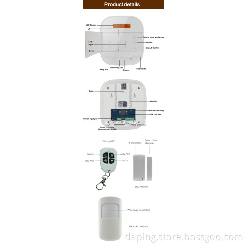 Support 10 Keypads Intrusion Alarm System Kit with Wifi Function